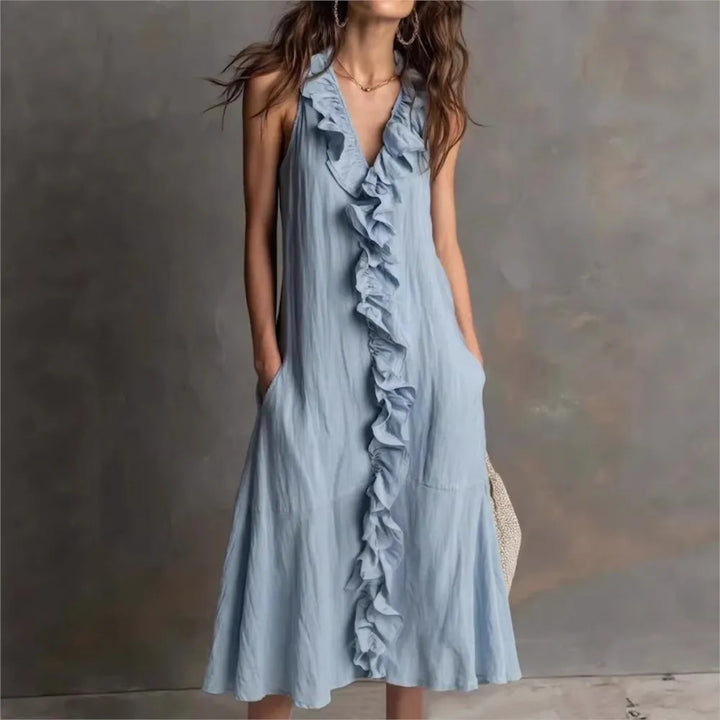 Elodie Ruffle Hem Midi Dress