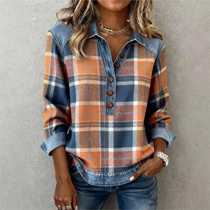 Blaire Denim Trim Blouse
