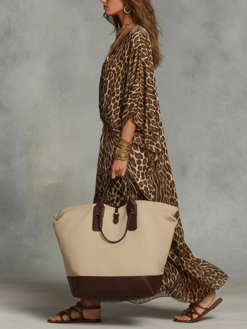 Vivica Leopard Print Bohemian Maxi Dress