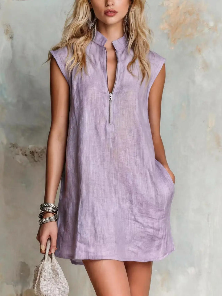 Marlowe Half Zip Linen Mini Dress