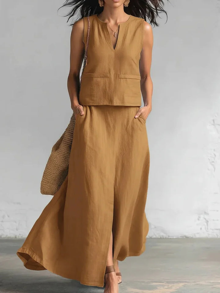 Sadie Flowy Linen Skirt Set
