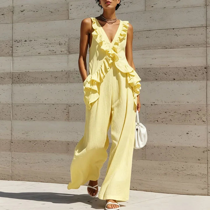 Angela Ruffle Trim Jumpsuit