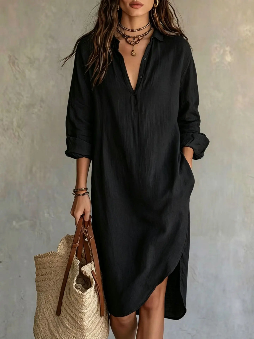 Elodie Pocket Midi Shirt Dress