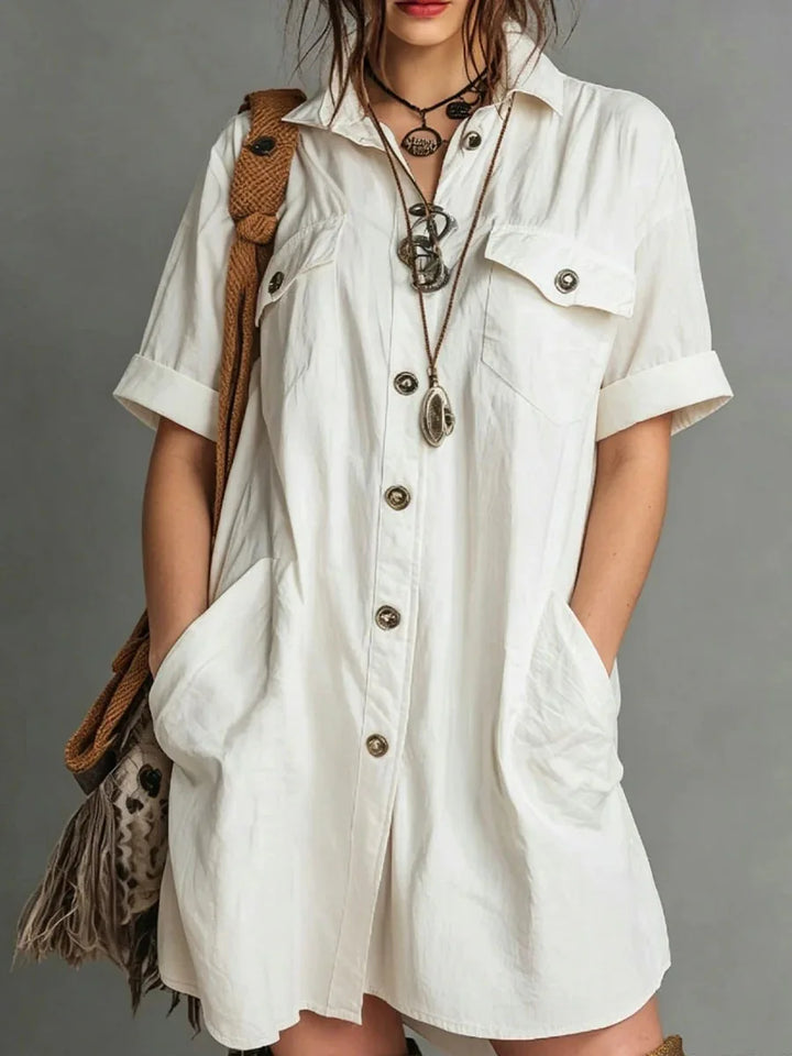 Alisha Button Mini Shirt Dress