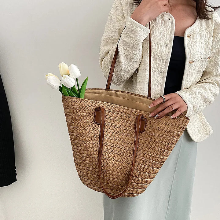 Sia Straw Woven Shoulder Bag
