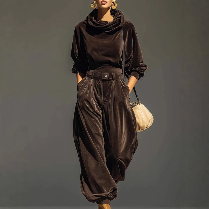Colette Draped Hood Velvet Set