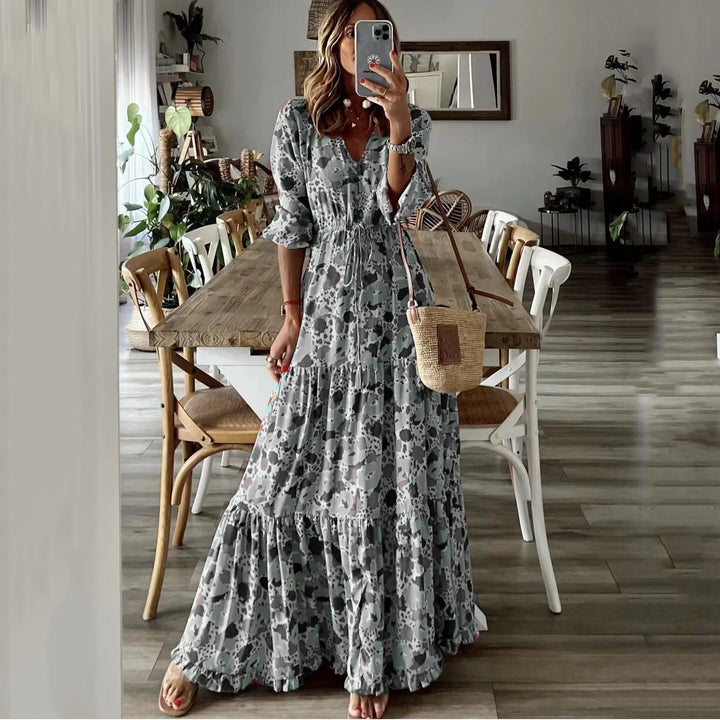 Genevieve Boho Print Vintage Summer Dress