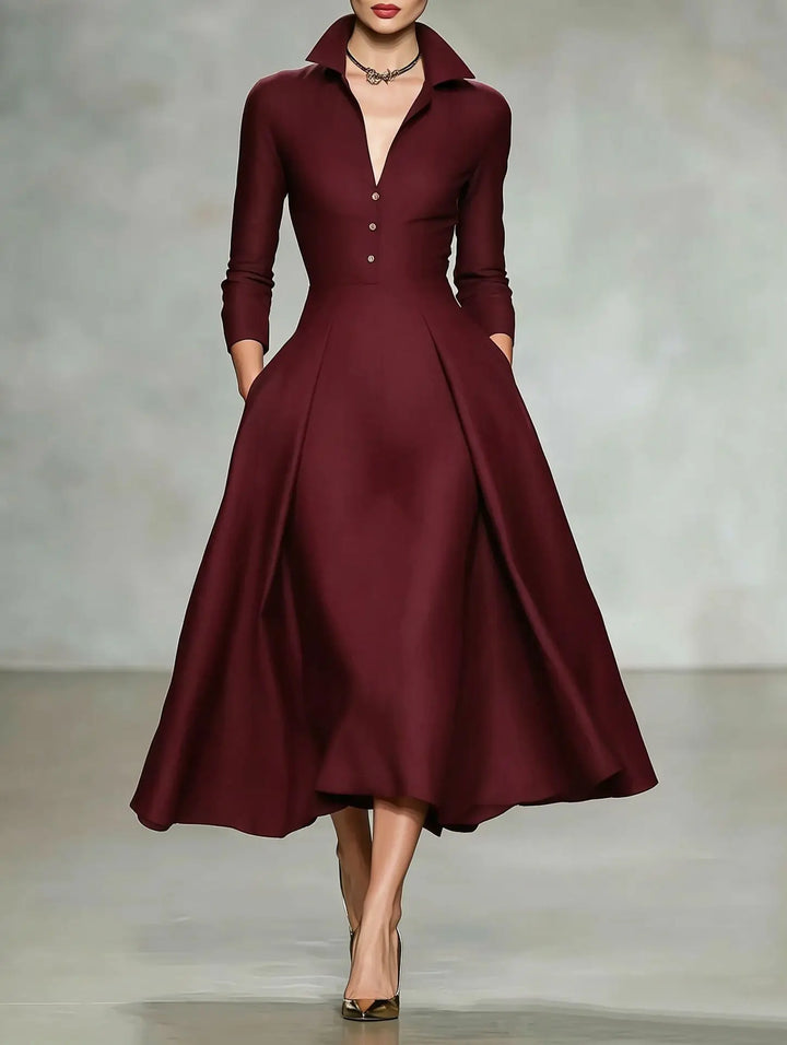Giovanna Elegant Lapel Midi Dress