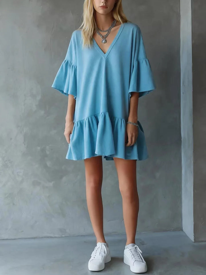 Joanna Lightweight V Neck Mini Dress