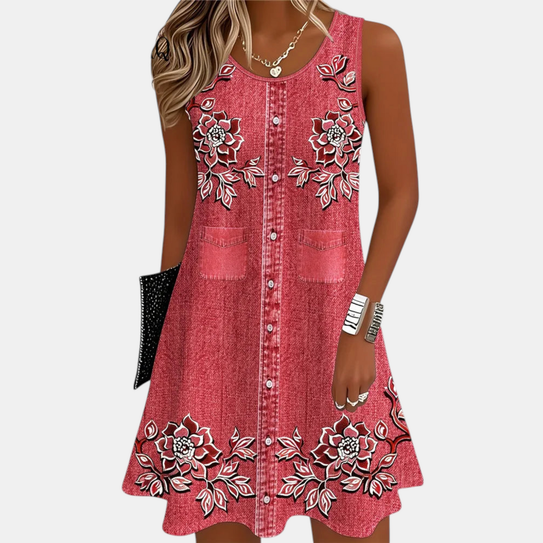 Maren Floral Print A-Line Mini Dress