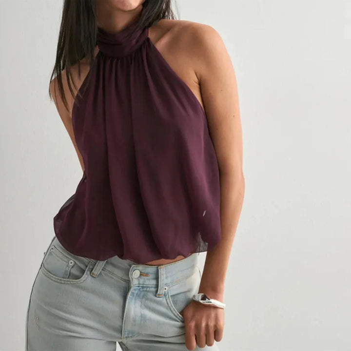 Sienna Halter Neck Ruched Tank Top