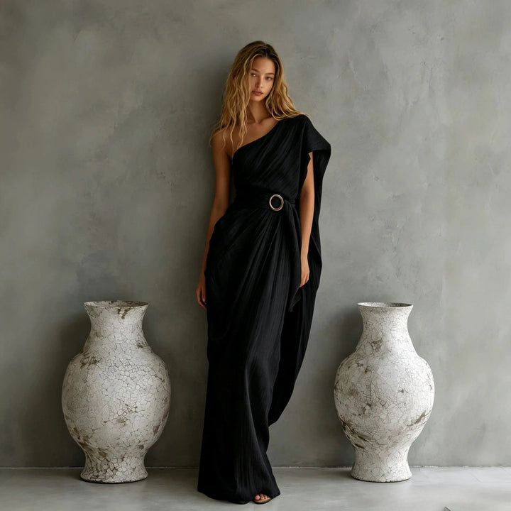 Stephanie Elegant One Shoulder High Waist Maxi Dress
