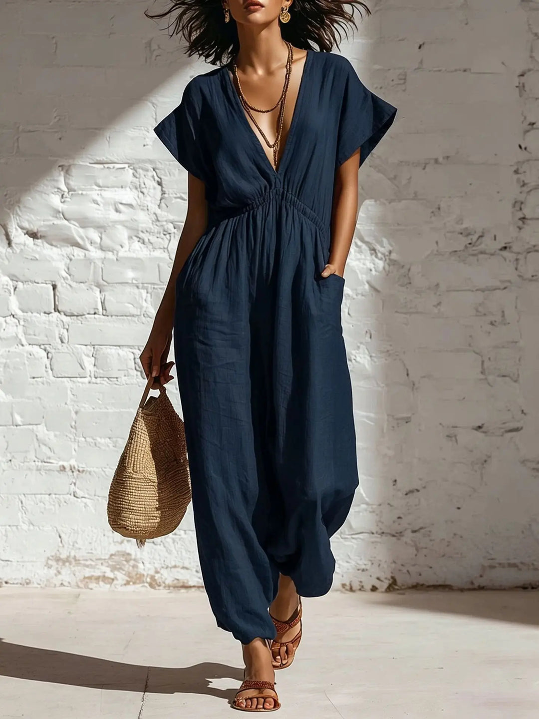 Monroe Relaxed V Neck Jumpsuit