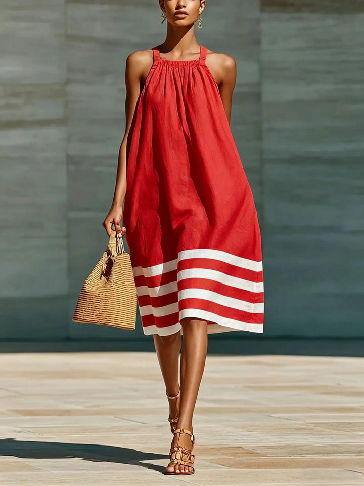 Morrene Striped Boho Midi Dress