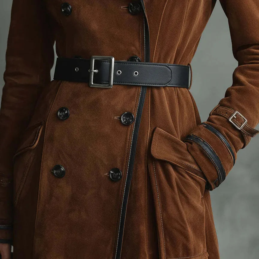 Adeline Faux Suede Trench Coat