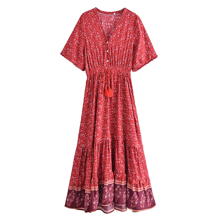 Josephine Drawstring Bohemian Maxi Dress