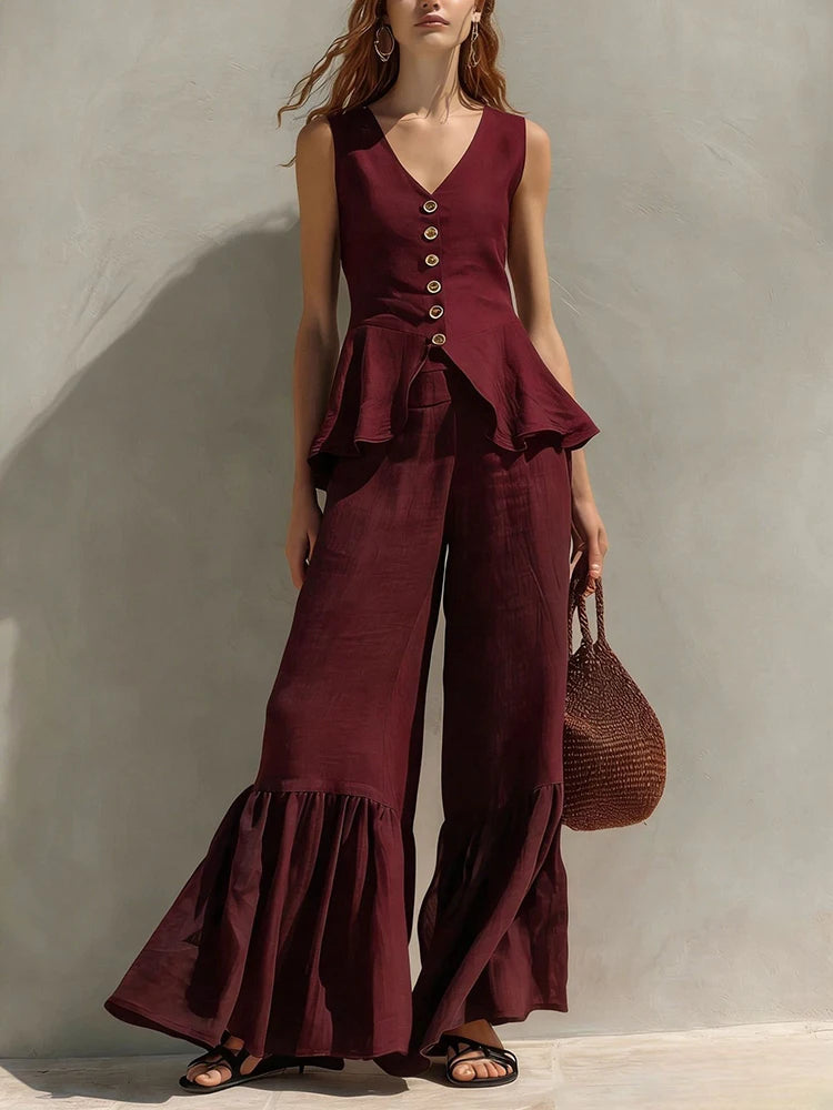 Isabel Ruffle Wide Leg Set