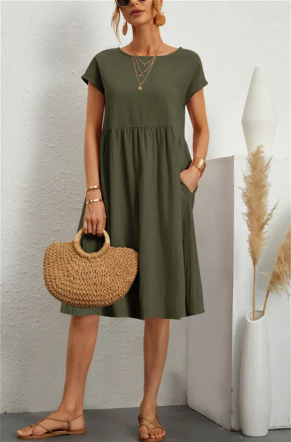 Savannah Linen Pocket Midi Dress