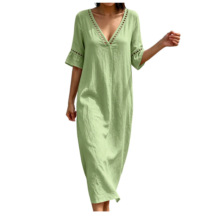 Liora V Neck Casual Maxi Dress