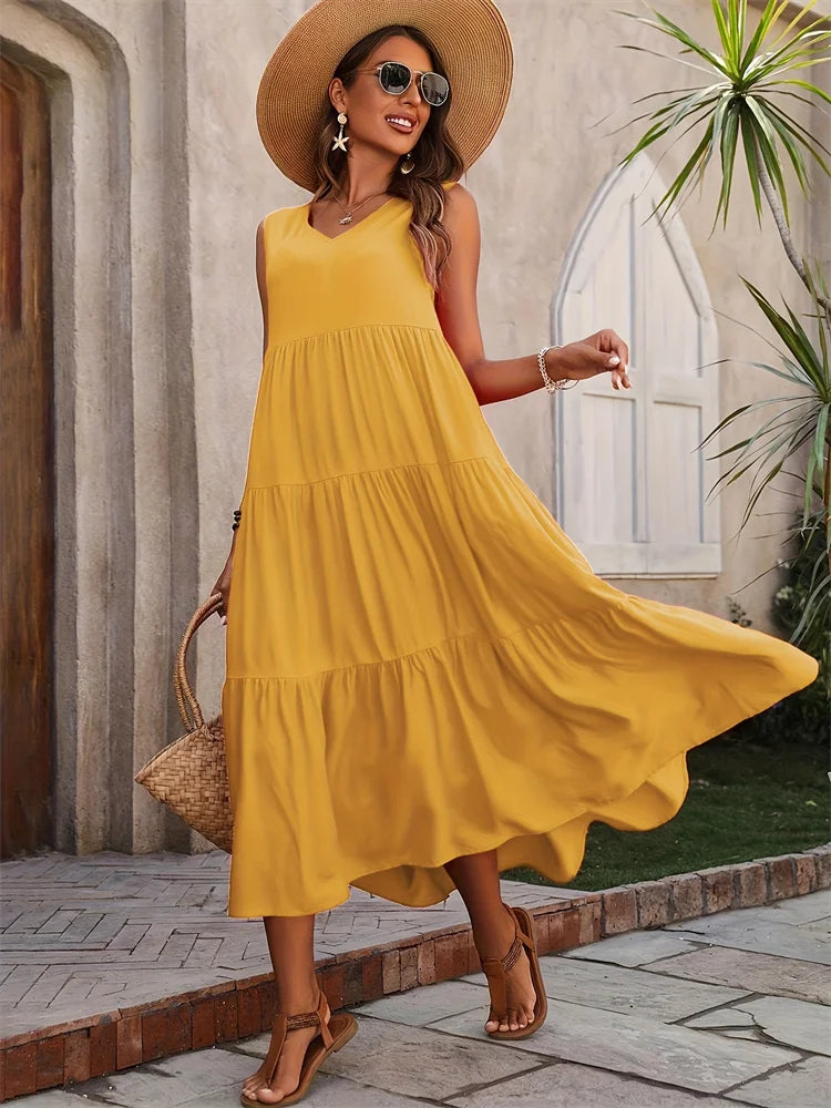 Rosalie Sleeveless Tiered Maxi Dress