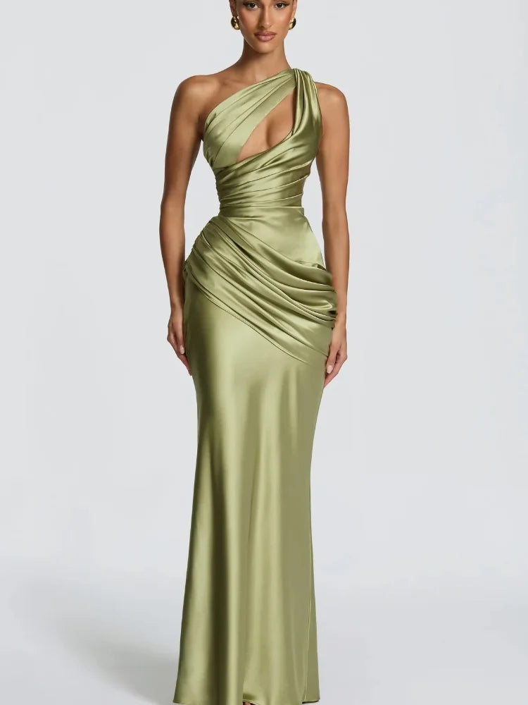 Laura Ruched Satin Wedding Guest Dress
