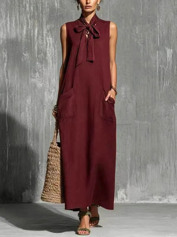 Charlotte Vintage V Neck Short Sleeve Flowing Maxi Dress