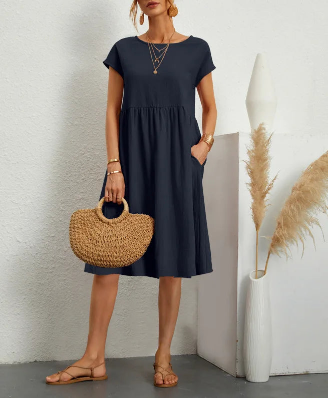 Savannah Linen Pocket Midi Dress