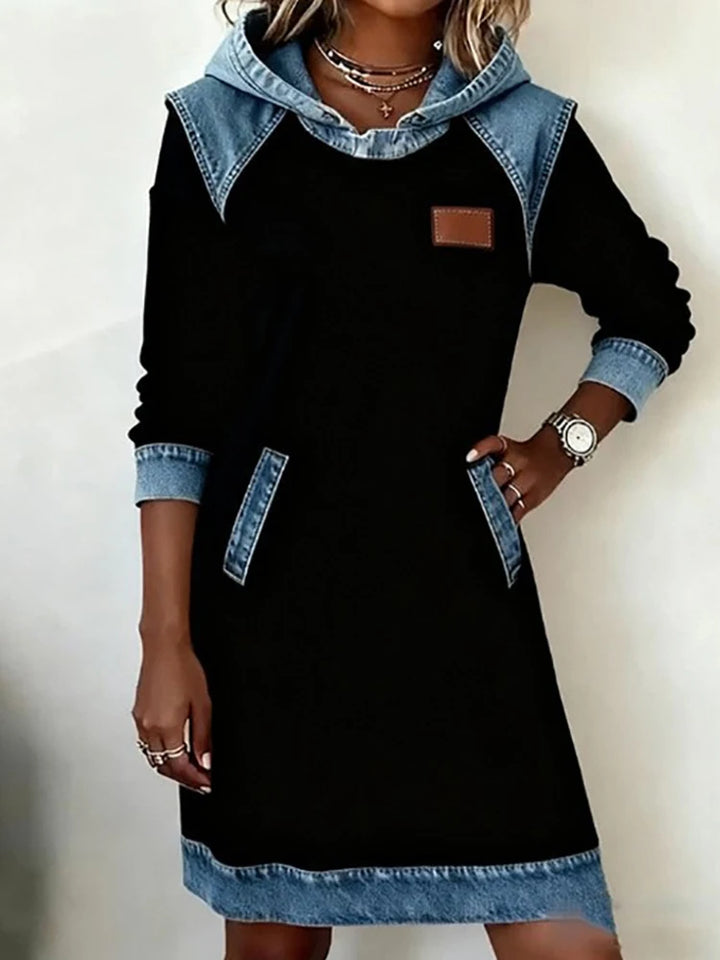 Celine Patchwork Denim Maxi Dress