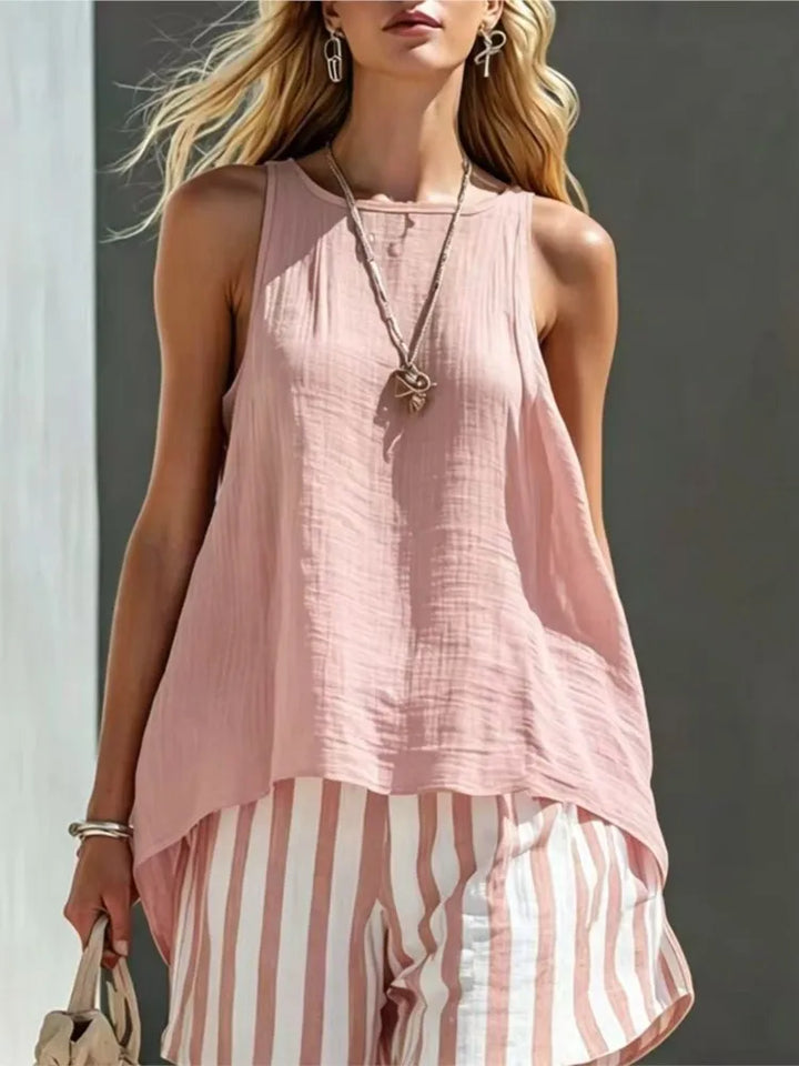 Kaia Sleeveless Striped Two Piece Outfit