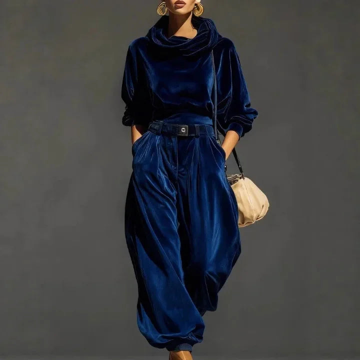 Colette Draped Hood Velvet Set