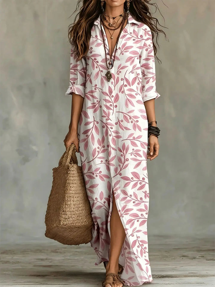 Aurelia Bohemian Print Long Shirt Dress