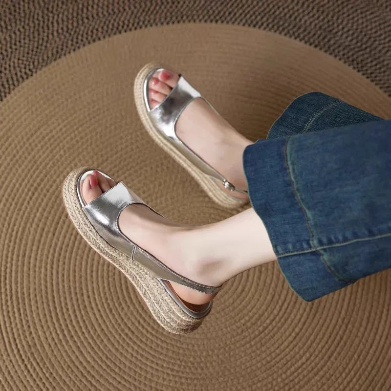Milania Open Toe Espadrille Wedges