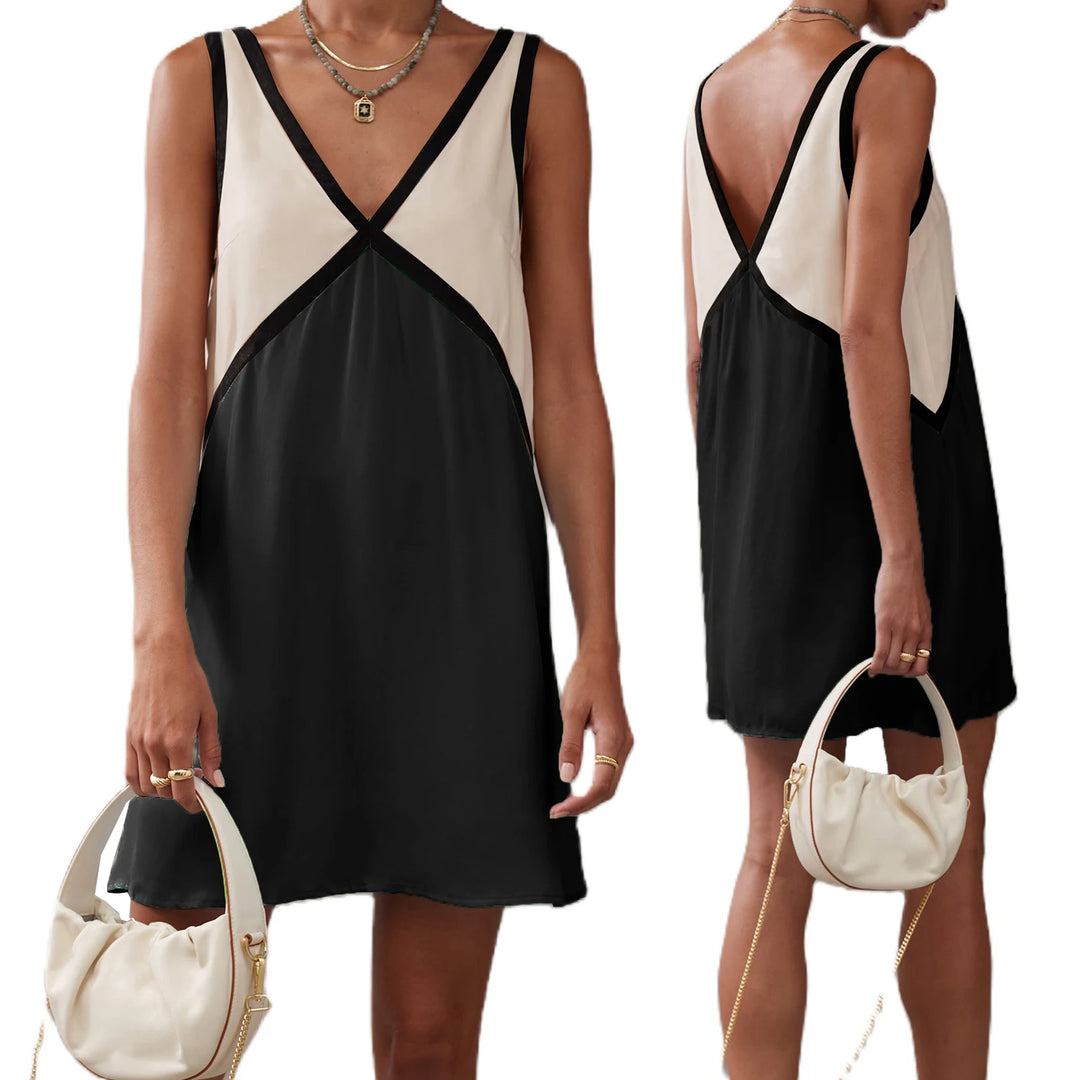 Megan Contrast V Neck Mini Dress