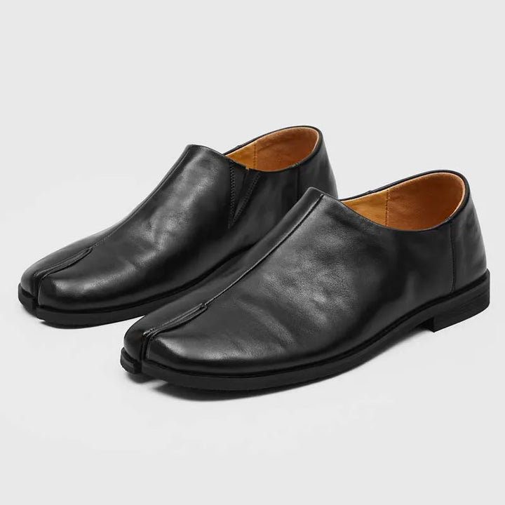 Raven Leather Tabi Loafers