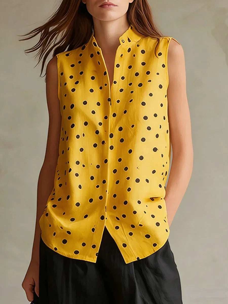 Camilla Relaxed Polka Dot Sleeveless Blouse