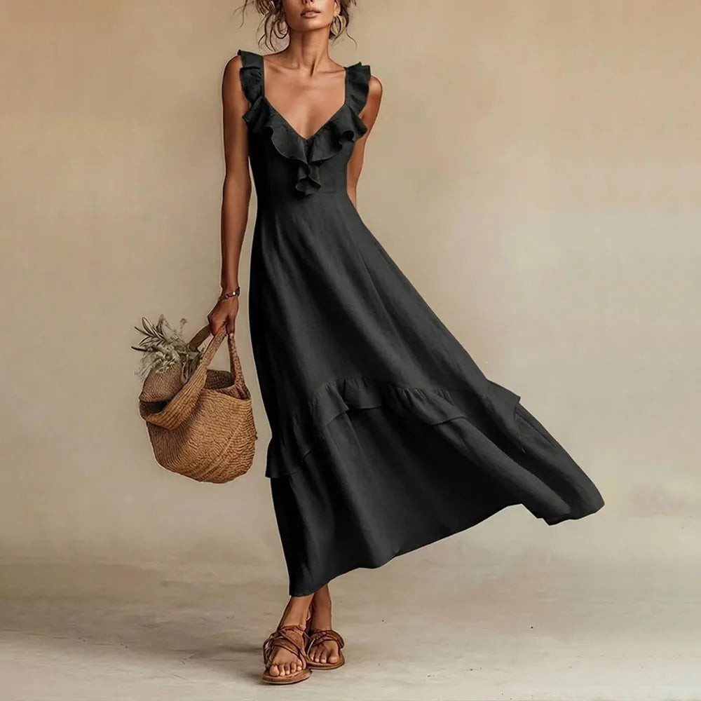 Zarelle Flowing Ruffle Maxi Dress