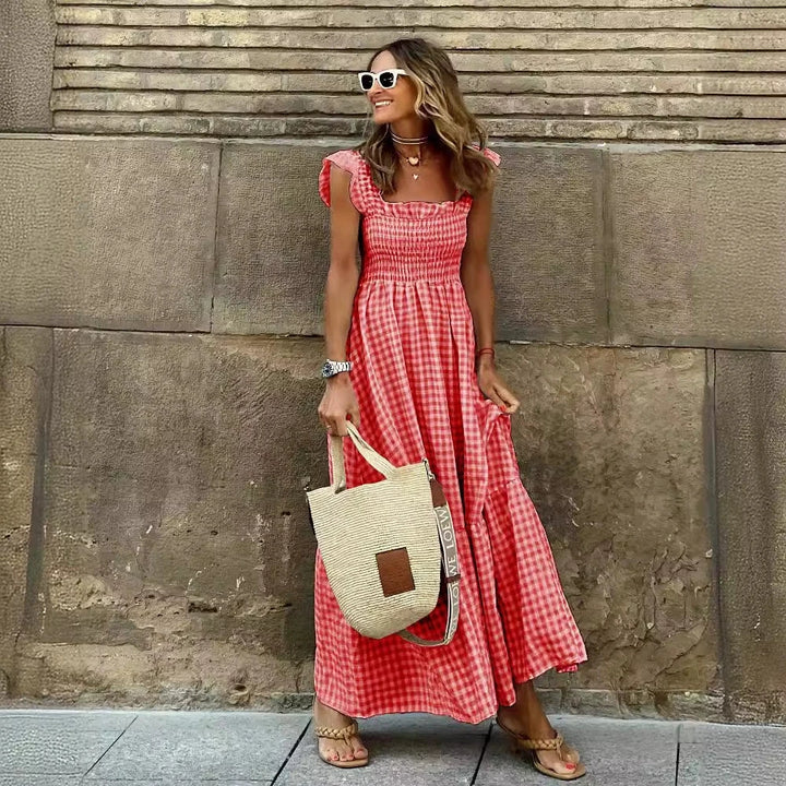 Gwen Retro Plaid Sleeveless Long Dress