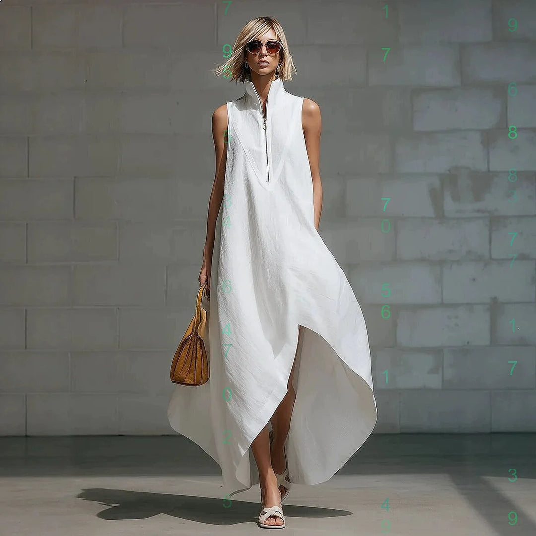 Rosalyn Sleeveless Half Zip Long Dress