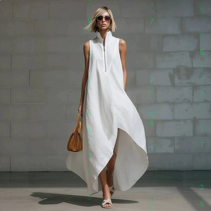 Rosalyn Sleeveless Half Zip Long Dress
