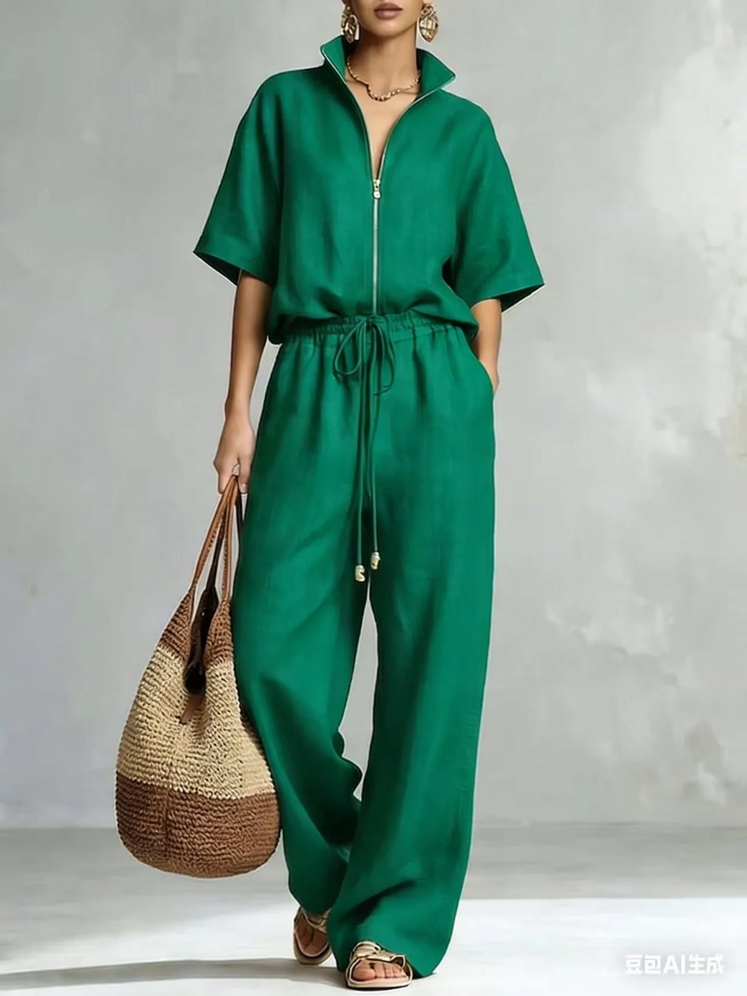 Eliza Zip Front Trouser Matching Set