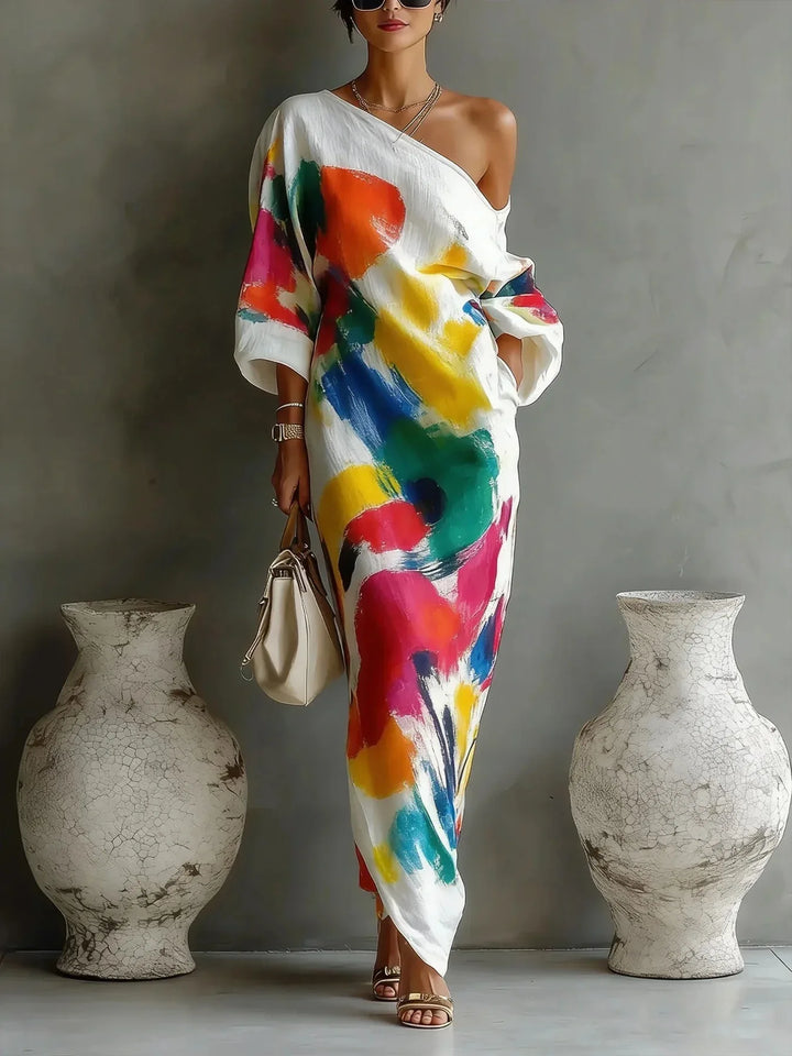 Soleil One Shoulder Bohemian Maxi Dress
