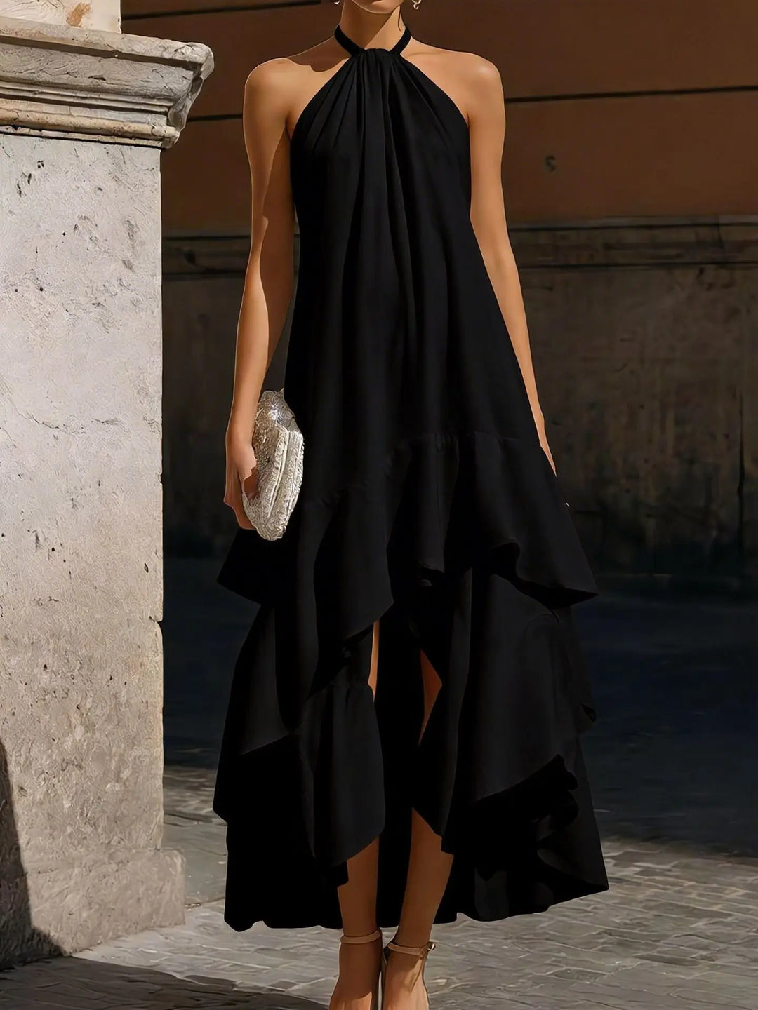Nayeli Flowing Halter Midi Dress