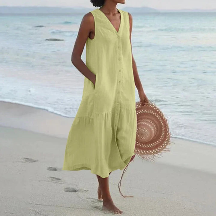 Rosaline Relaxed V Neck Midi Dress