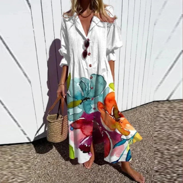Tasha Casual Printed Long Sleeve Maxi Dress