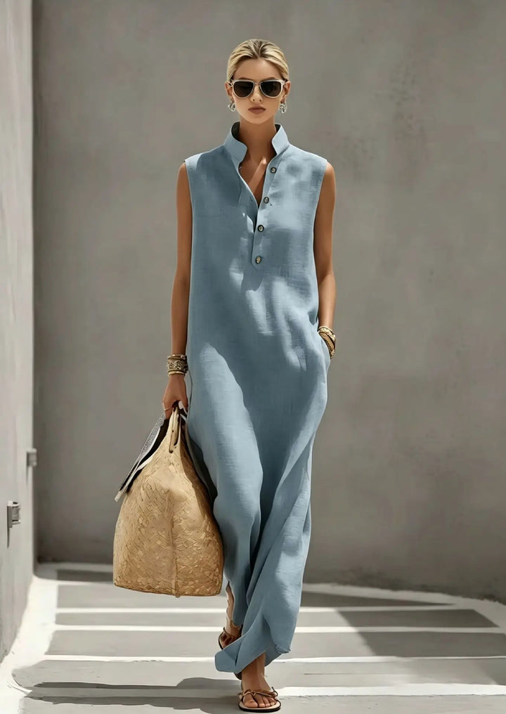 Willa Elegant Chic Linen Maxi Dress