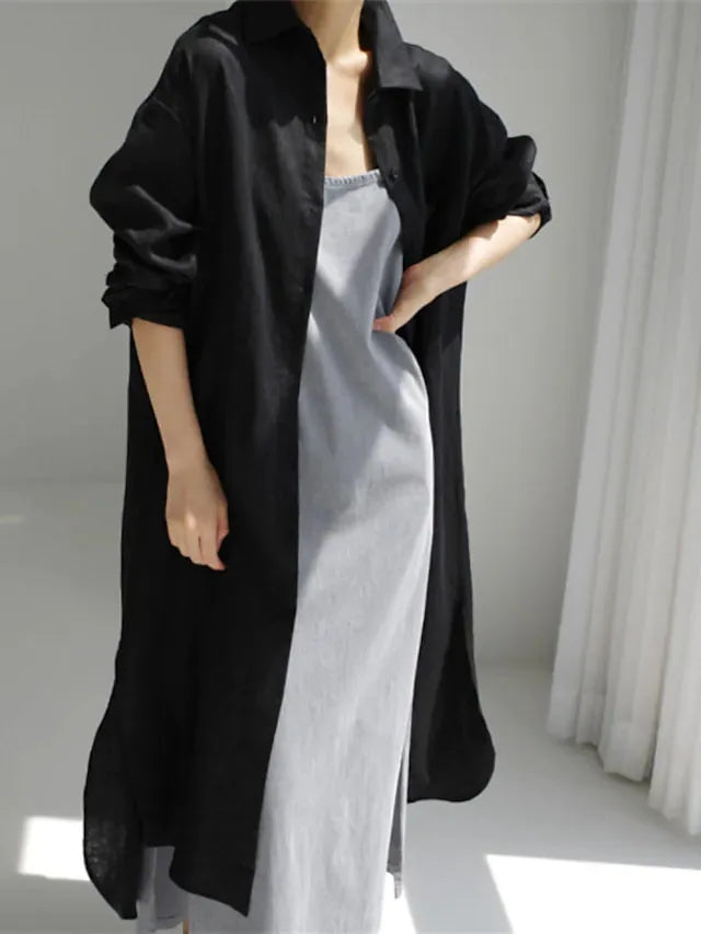Gemma Button Front Long Sleeve Maxi Dress