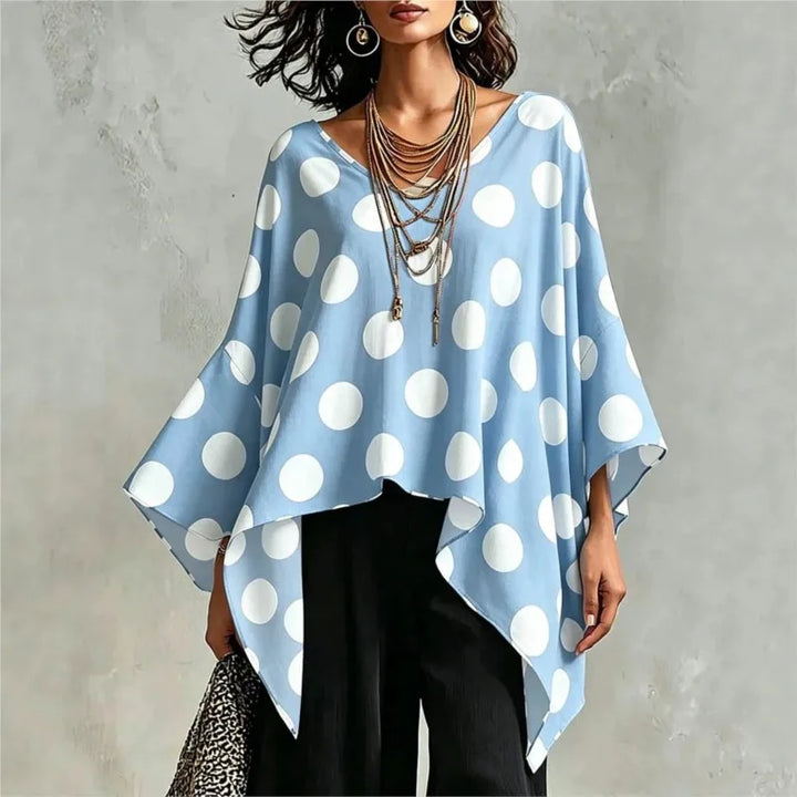 Adeline Asymmetrical Polka Dot Blouse