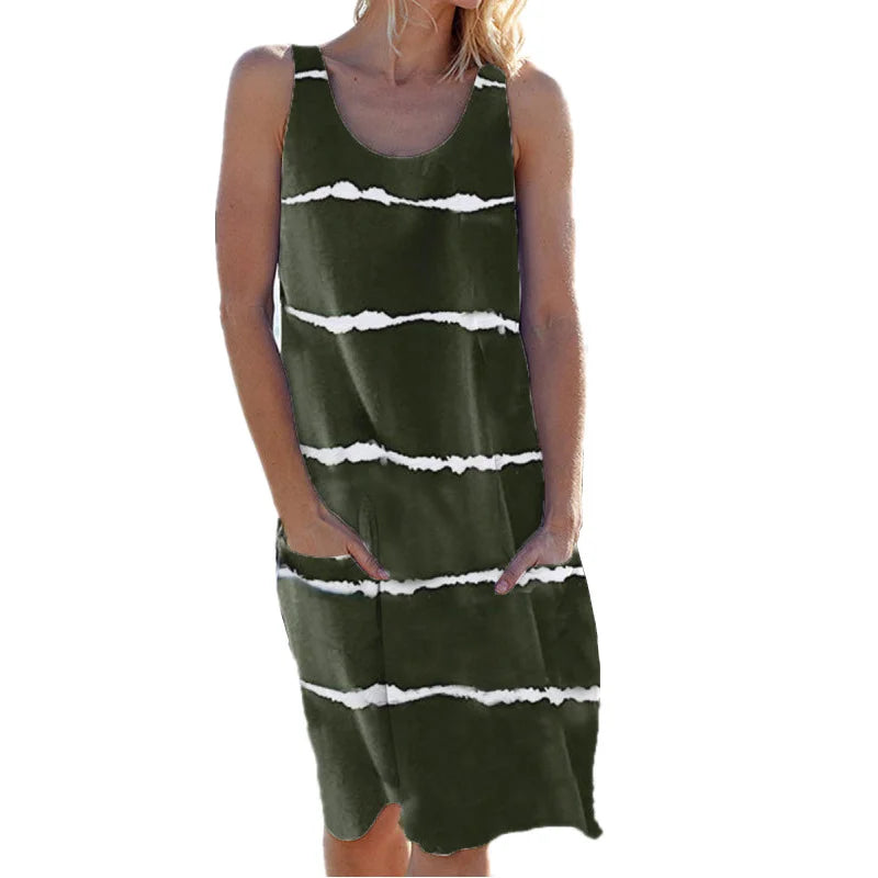 Avery Striped Tank Midi Dress