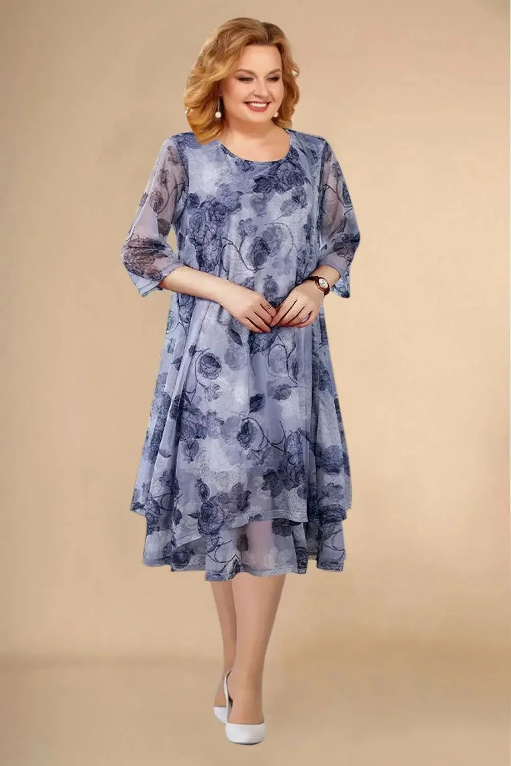 Cressida Floral Sheer Sleeve Midi Dress