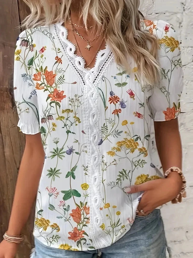 Tracey Floral V Neck Blouse